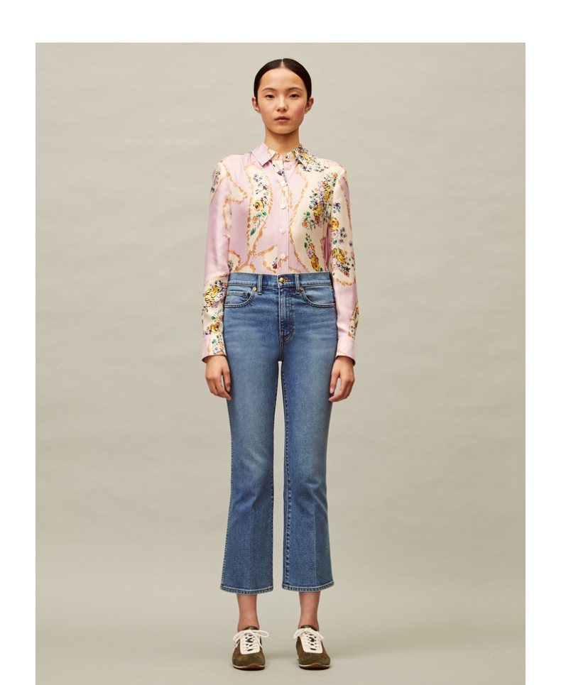 6期免息toryburch汤丽柏琦经典款女装修身直筒牛仔裤60118蓝色40928