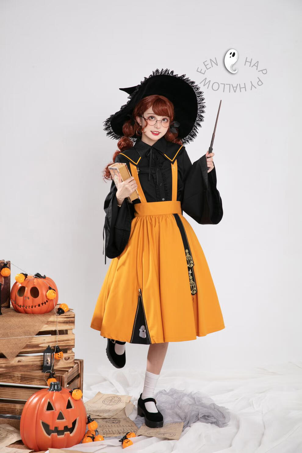御茶家万圣节小魔女套装衬衫连衣护奶裙全套jk制服原创百搭下裙s
