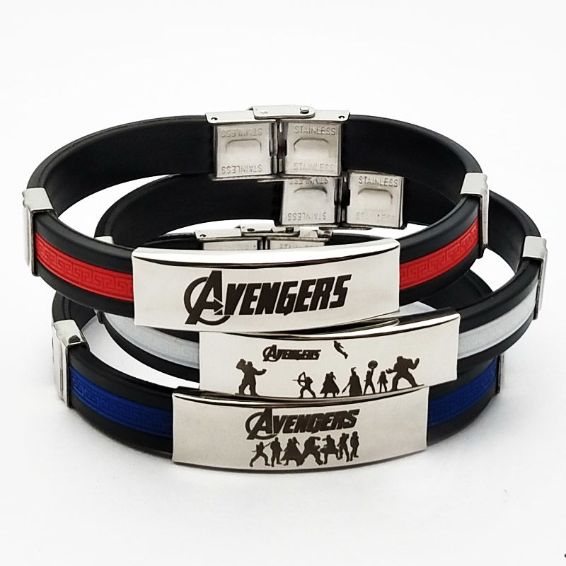 漫威美国队长英雄复仇者联盟防水动手环动漫周边手链蜘蛛侠毒液蓝色