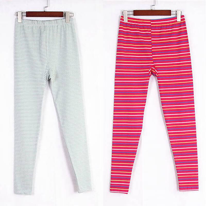 浪莎女士纯棉秋裤莱卡棉女士条纹秋裤女单件中老年人高腰大码秋裤妈妈