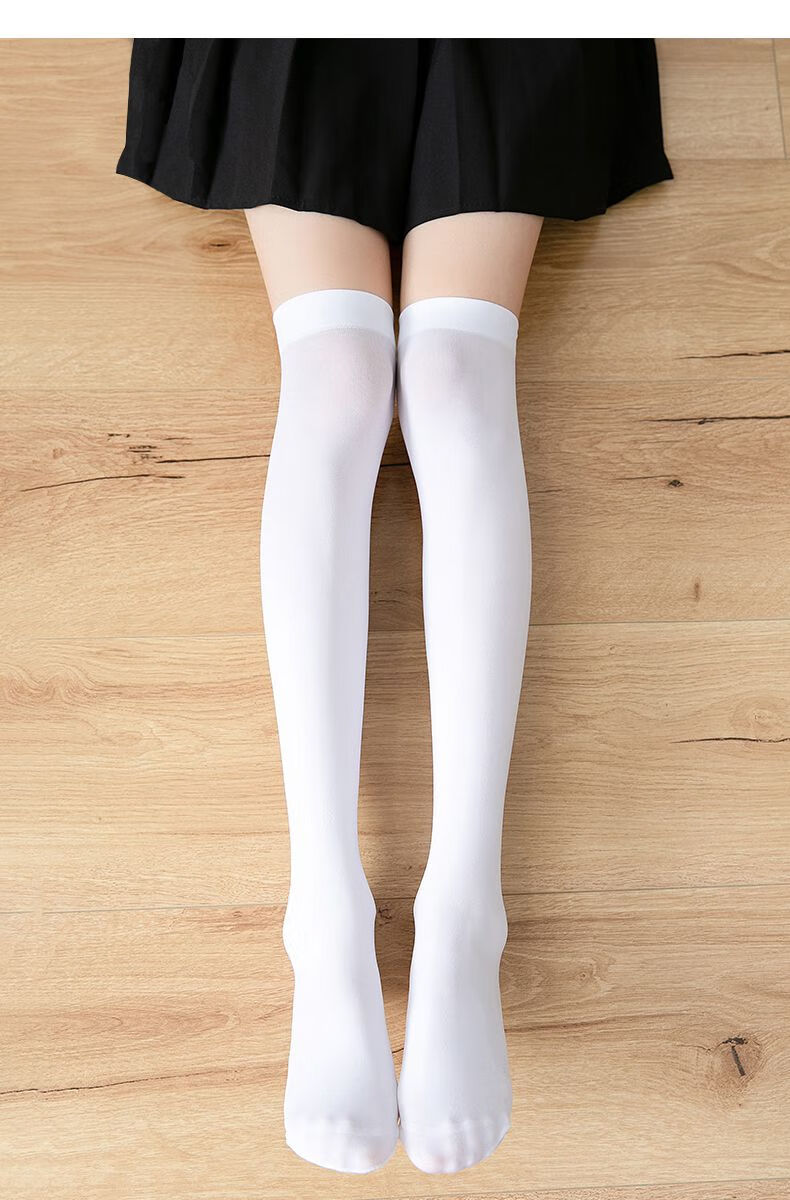 青少袜白色丝袜过膝盖长筒袜女中筒足球袜夏季薄款日系学生小腿黑色