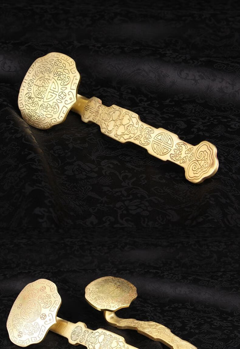 铜合金如意摆件龙凤如意福字如意乔迁结婚小礼物创意礼品小号合金如意