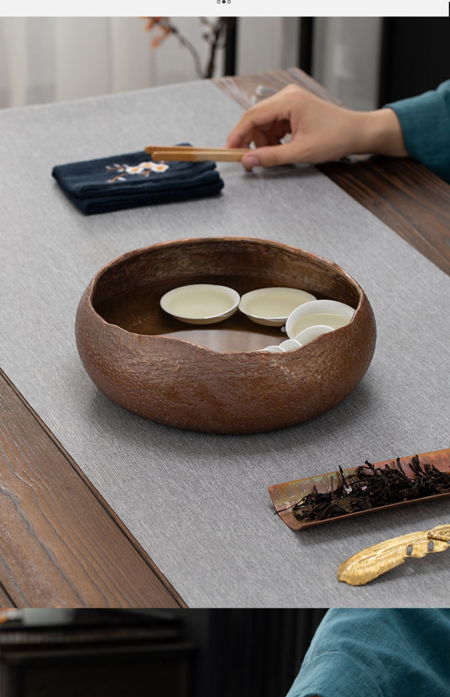 纯铜茶洗大号笔洗家用水洗水盂特大洗茶杯盆建水功夫