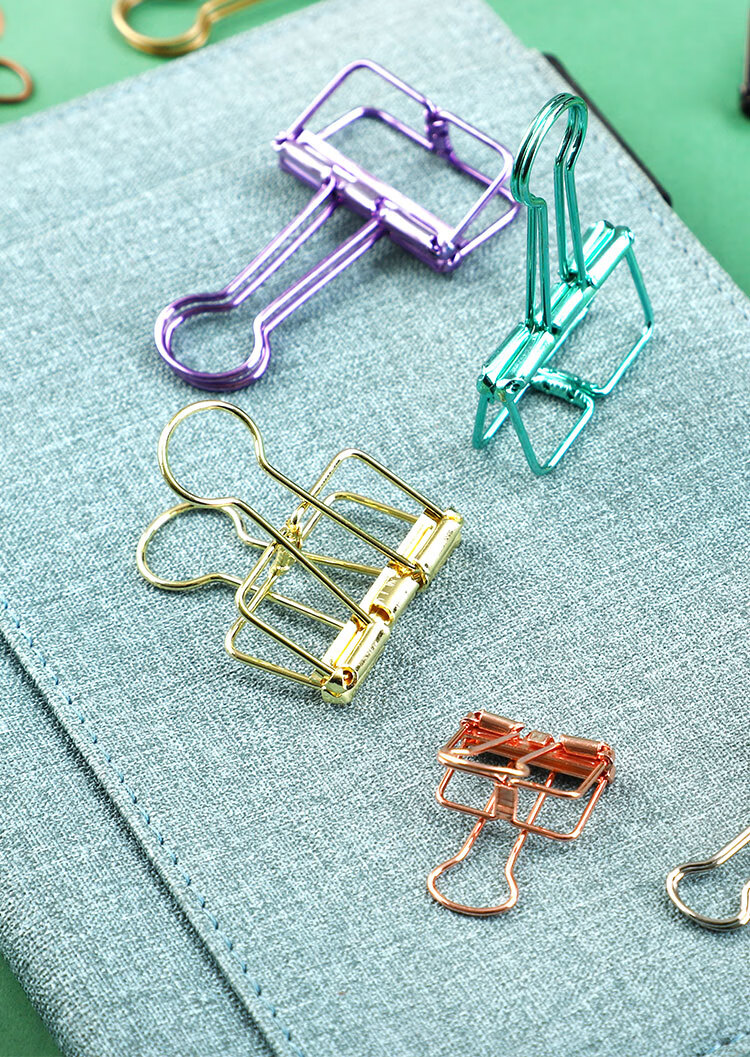 简约金属镂空长尾夹子创意文具手帐可爱彩色办公文件燕尾夹试卷夹小号