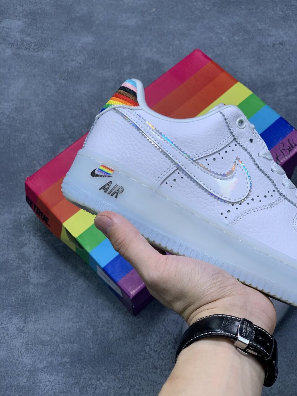 1betrue彩虹空军一号低帮百搭休闲运动鞋cv0258-100 彩虹 af1 36