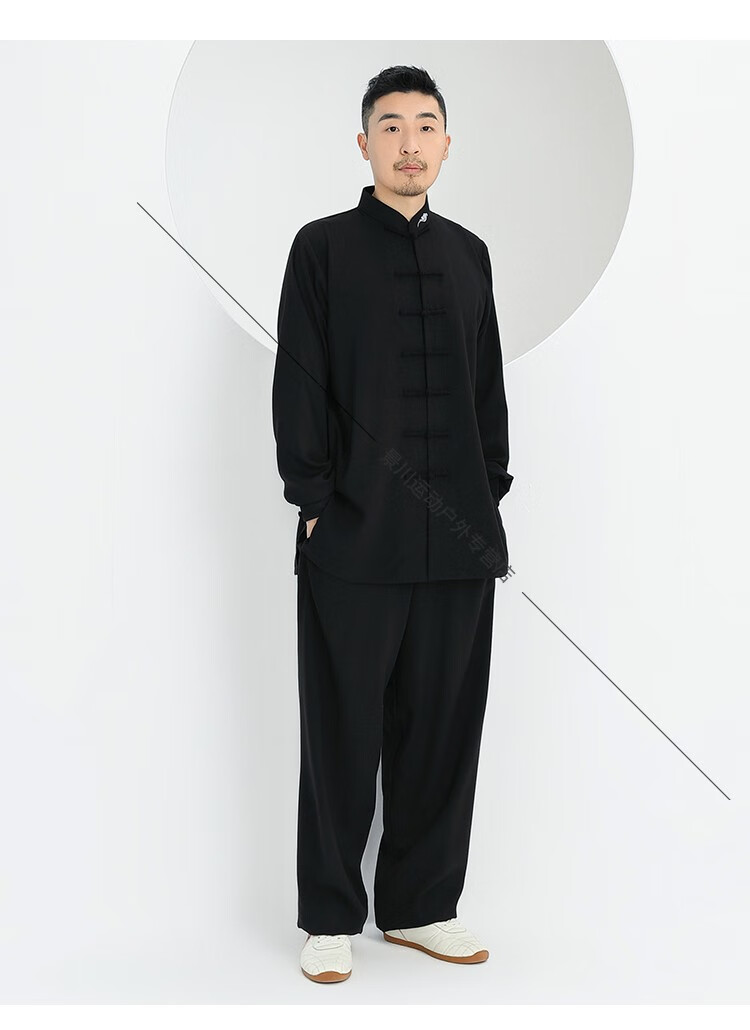 领绣祥云款天丝麻太极服男春秋夏季女太极拳练功服武术服皓月白xyxs