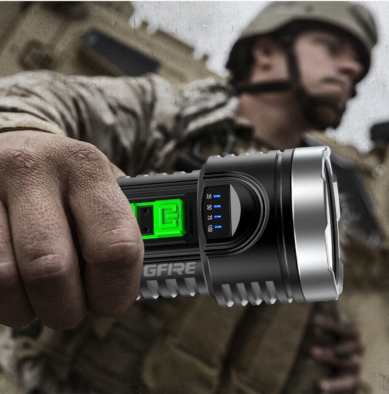 德国进口手电筒强光可充电超亮小氙气家用户外便携多功能远射灯智能