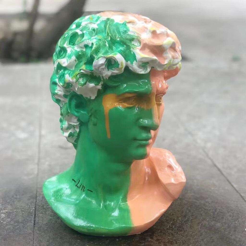 网红大卫白胚流体石膏像娃娃涂鸦手工制作彩绘小学生地摊礼物玩具 不