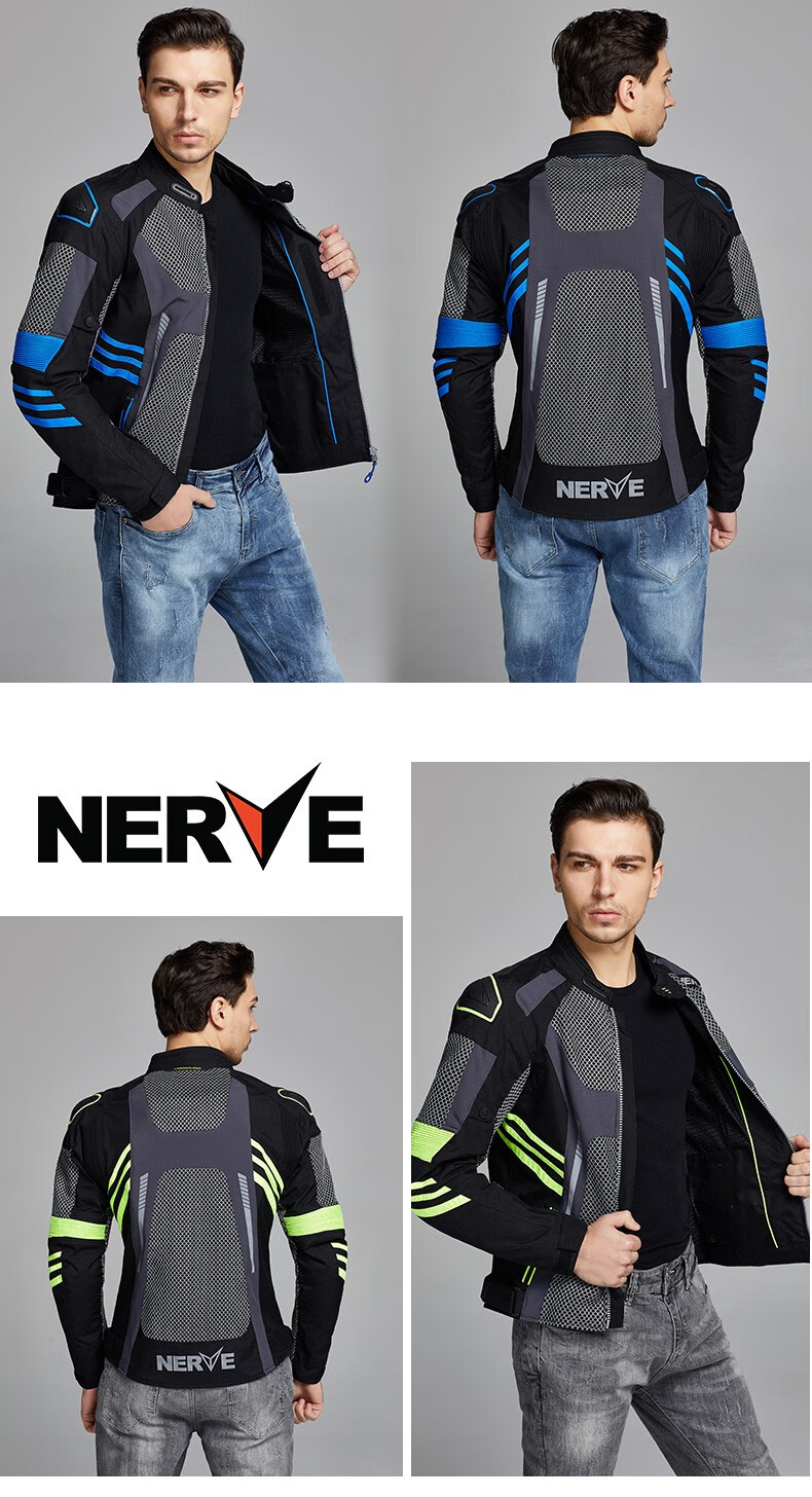 nerve涅夫摩托车网眼骑行服男夏季拉力服透气机车赛车防摔耐磨骑士