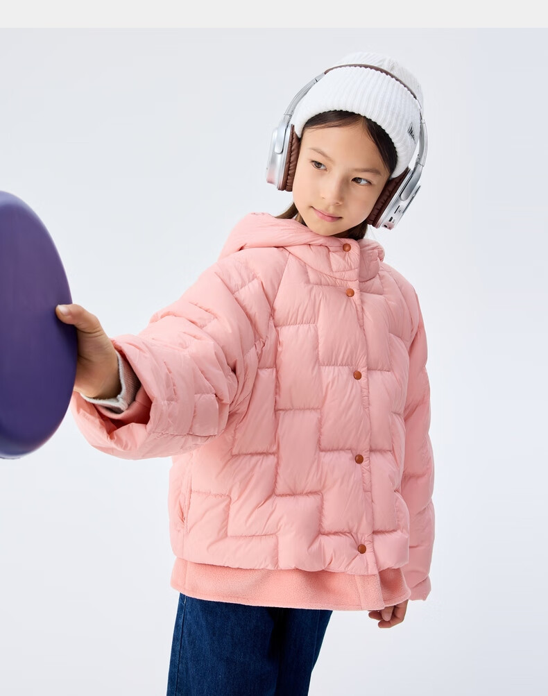 M.Latin Children's down Jacket, Winter 2024 New Style, Girls' Fleece Coat, Coral Pink, 150cm 9