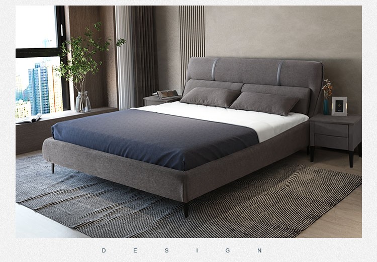 慕思(de rucci)布艺床 艾慕棉麻双人床极简意式实木框架婚床主卧床 深