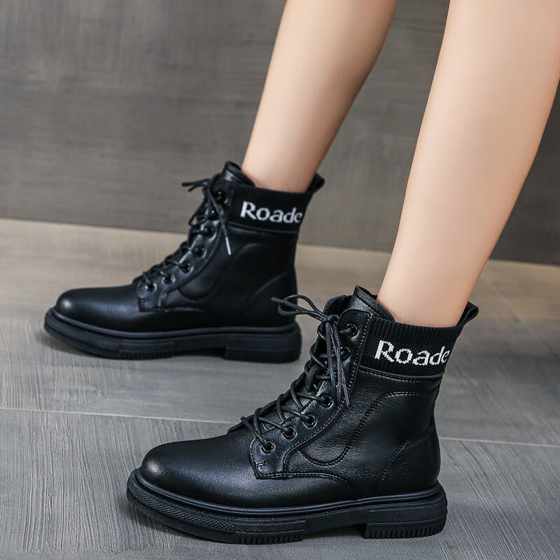 秋冬10女大童皮鞋11女孩短靴12学生系带单靴13黑色马丁靴15岁韩版f