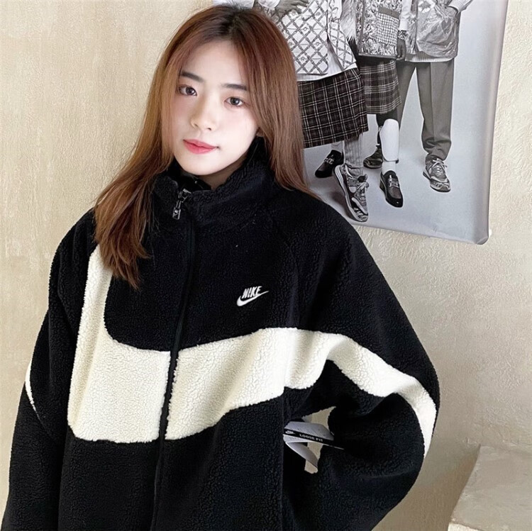 耐克(nike)男女羊羔绒毛大勾子双面穿休闲运动棉服夹克外套bq6546 bq