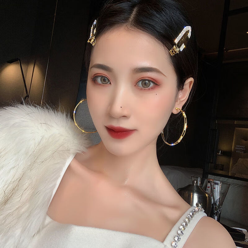 zhangu耳圈大圆圈耳环女2021年新款潮圆环圈圈耳坠欧美夸张耳饰f03大
