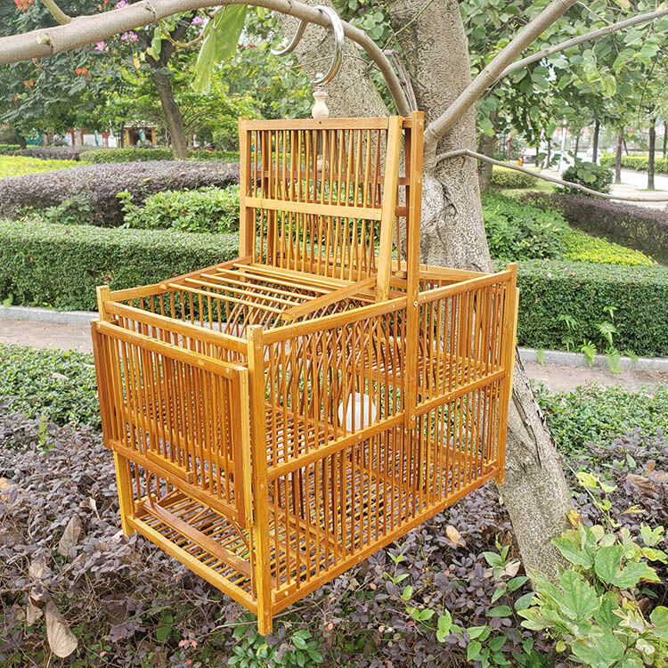 拍笼打笼踏笼机关笼翻滚笼方形竹制紫竹鸟笼特价竹子