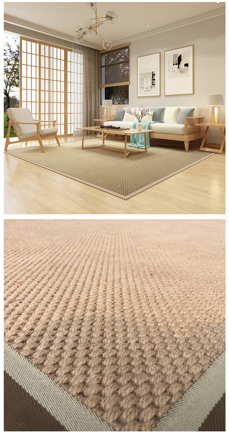 佛堂茶室纯麻禅意地毯茶室剑麻编织地毯中式禅意亚麻棉麻宅日式客厅