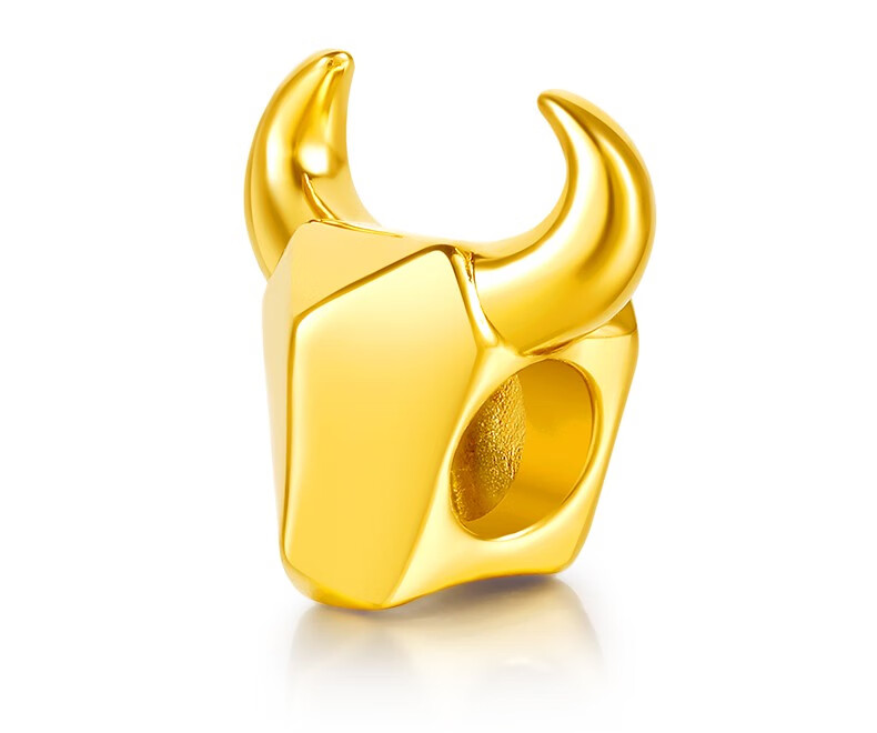 memora诗普琳牛转乾坤足金光面牛转运珠黄金牛头情侣珠大小版约095g大