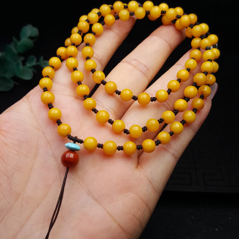 朴春 老蜜蜡项链 蜜蜡挂绳蜜蜡毛衣链编 金刚结加长款俄罗斯琥珀项链