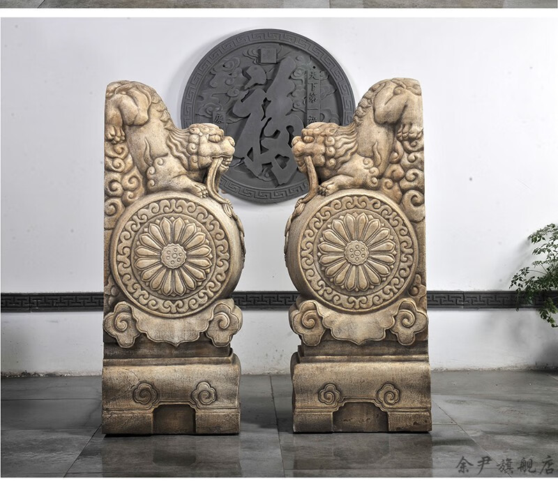 放进门口的石头石雕门墩抱鼓石一对汉白玉中式仿古庭院别墅门口门当户