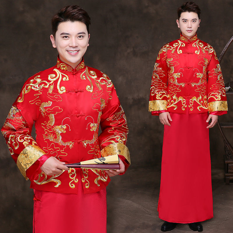 过寿穿的衣服男喜庆婚礼爸爸中老年喜庆唐装男套装男款秀禾世家新郎