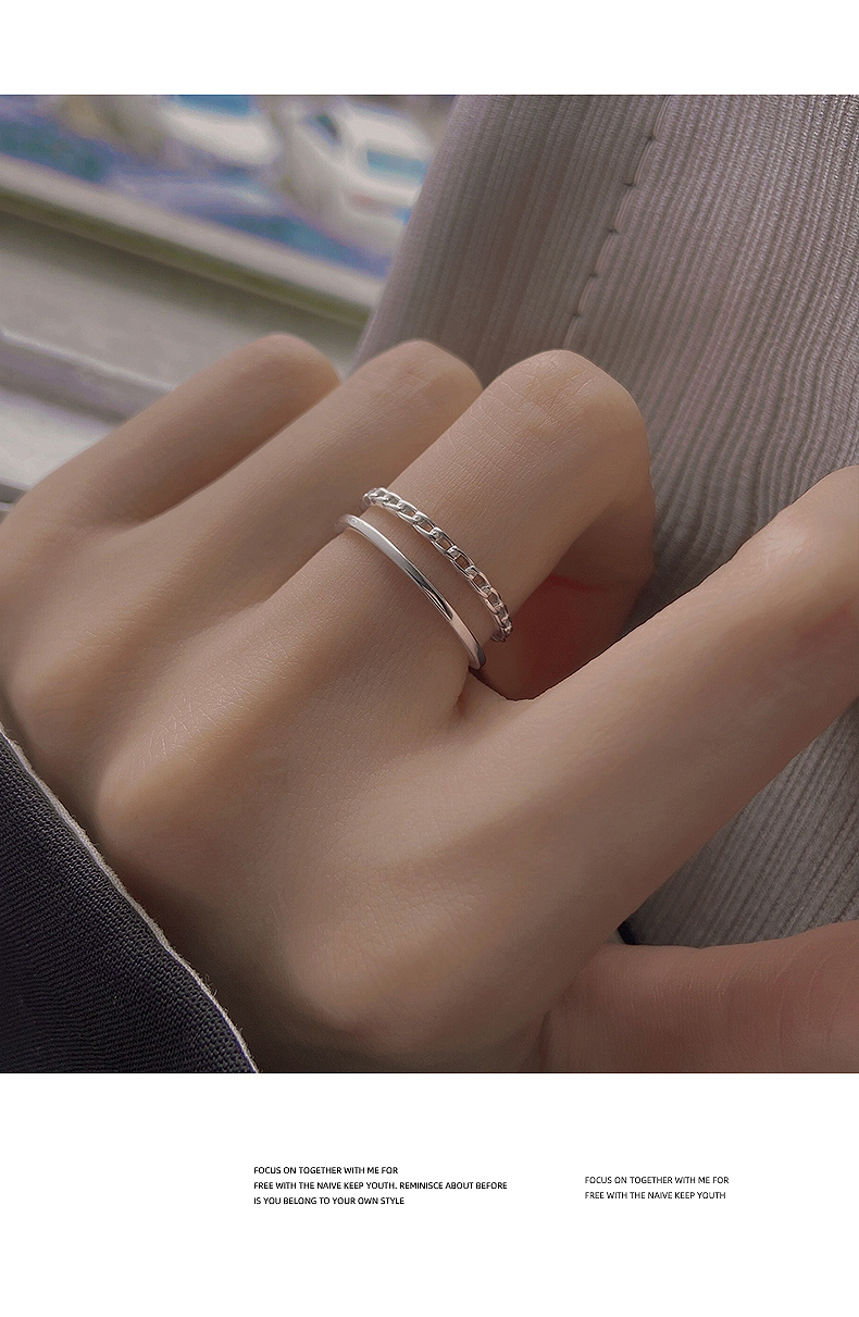 向晚925银双层素圈戒指女简约轻奢小众2022年新款设计指环ins冷淡风
