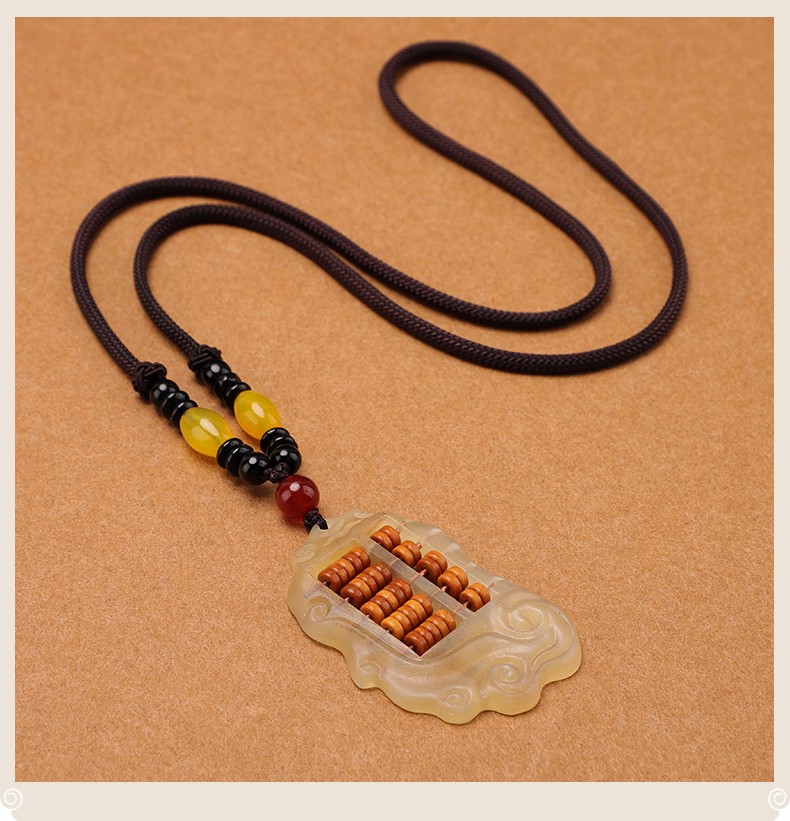 爱优美羊角橄榄如意算盘项链长款复古百搭毛衣链男女挂饰民族风大气