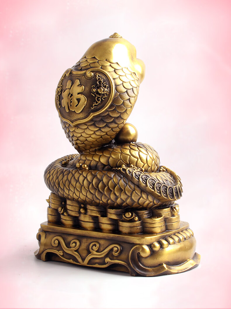 玄友 铜蛇摆件金属眼镜蛇像十二生肖蛇属相金蛇饰品属蛇蟒蛇形 富贵蛇