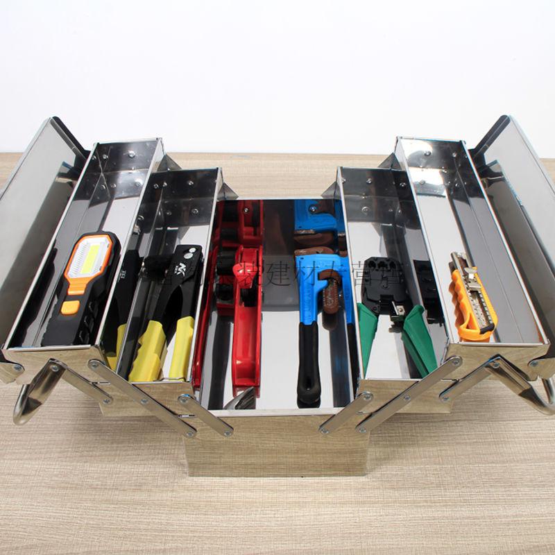 不锈钢工具箱车载箱维修工具收纳箱五金电工多功能工具箱车用家用单层