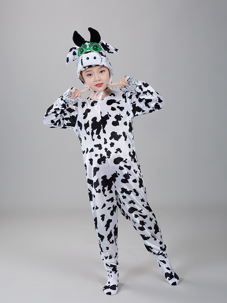 新款儿童奶牛演出服幼儿园动物表演服牛奶歌牧场小乖乖牛舞蹈服装女