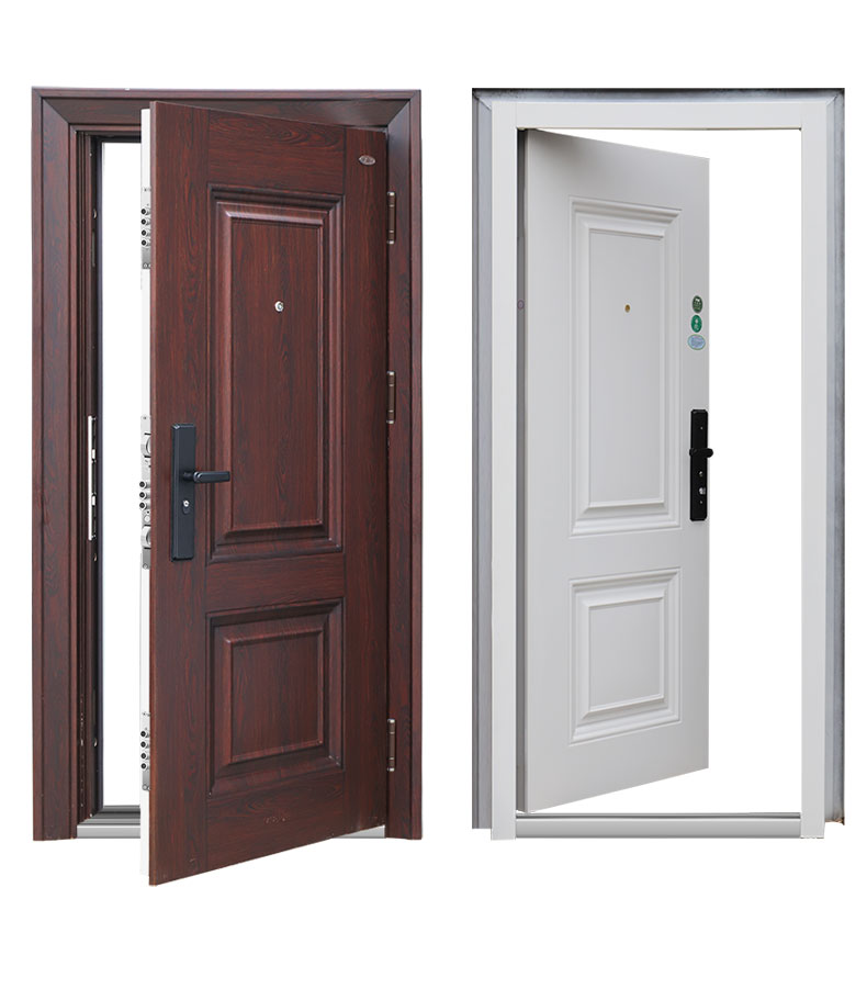 富新甲级防盗门fusim安门双色进户门子母门家用指纹锁外红内白95205双