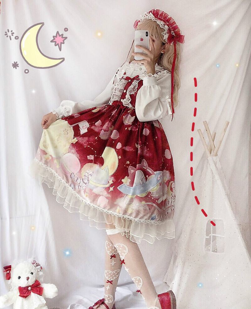 恒佩洛丽塔lolita宇宙观察员jsk吊带裙可爱学生日常连衣裙蓝紫jsk均码