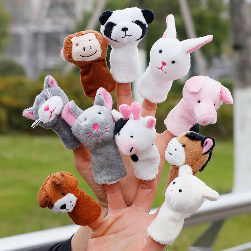 手指偶款小动物指偶毛绒玩具手指玩偶兔子儿童讲故事手指套 可爱小指
