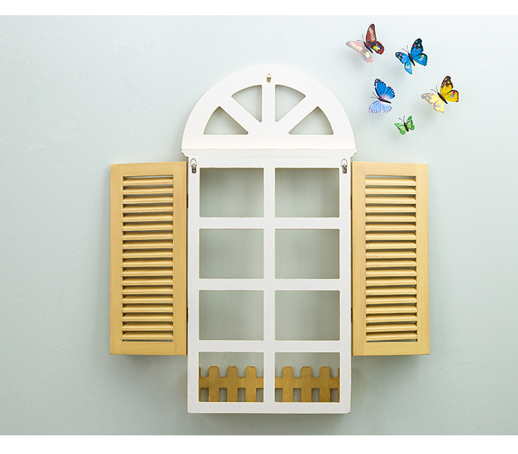 假窗户壁挂 欧式假窗户装饰仿真地中海风格百叶窗木质窗户餐厅墙面