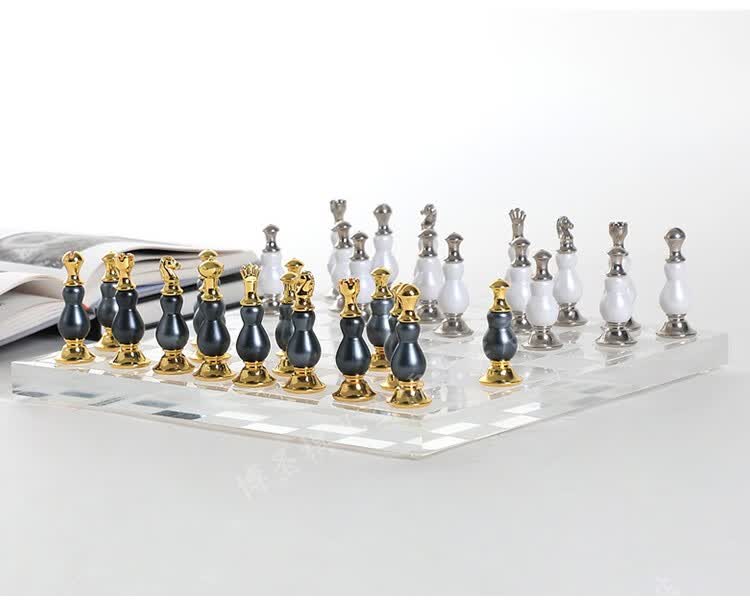 博圣棋礼现代创意国际象棋棋盘摆件客厅家居装饰品桌面房间样板间软装