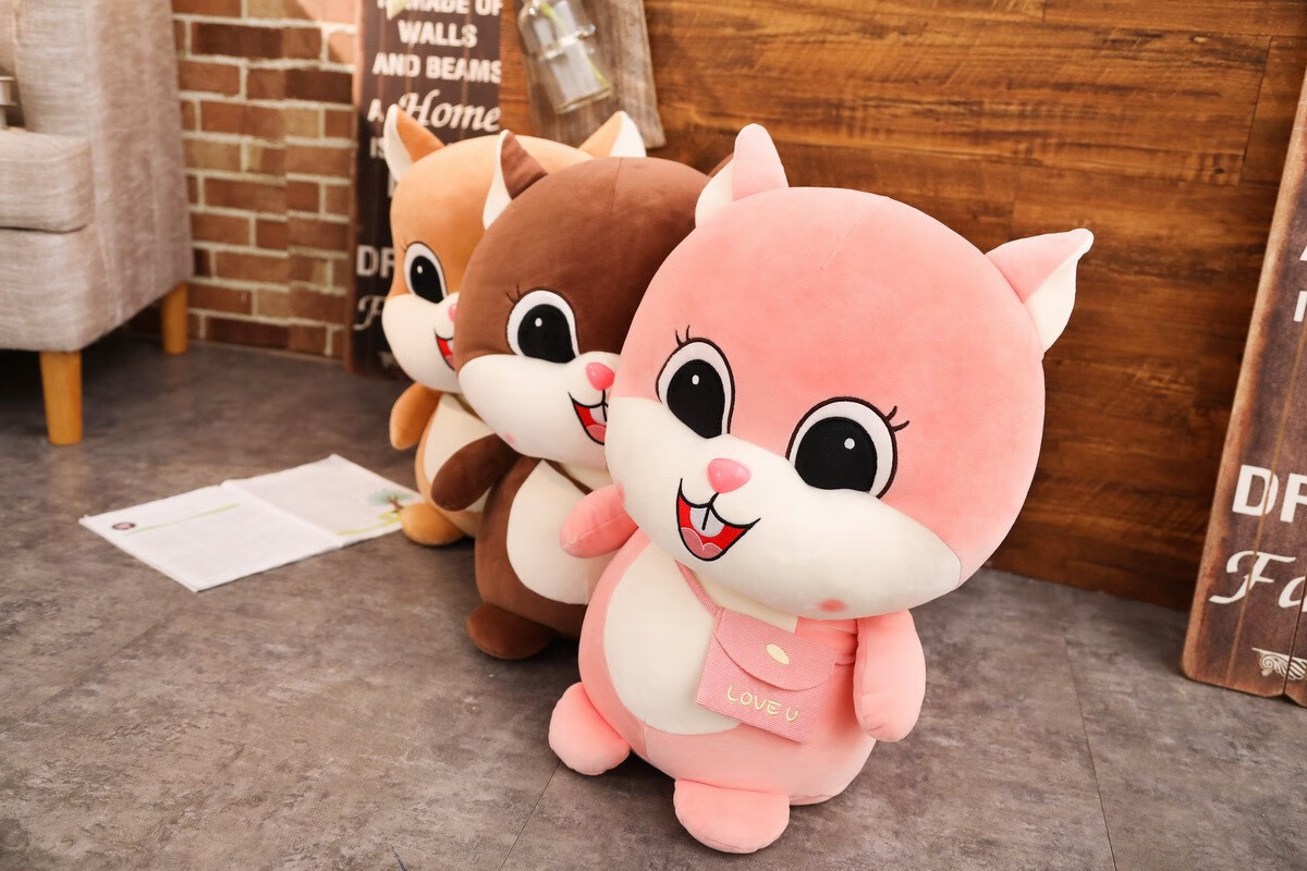 奢姿三只松鼠毛绒玩具 姚岚同款眼镜松鼠抱枕小丈夫毛绒玩具抖音款