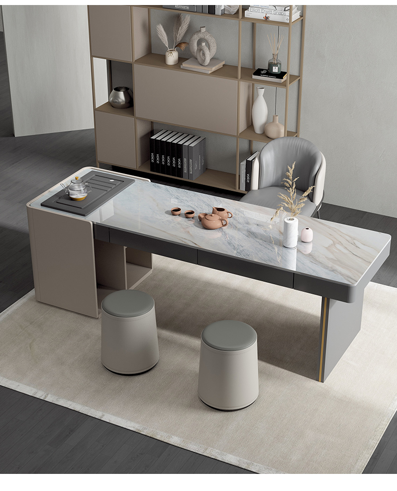 尚品彼岸茶桌岩板茶桌现代简约茶桌椅组合办公室茶桌茶台套装轻奢茶桌