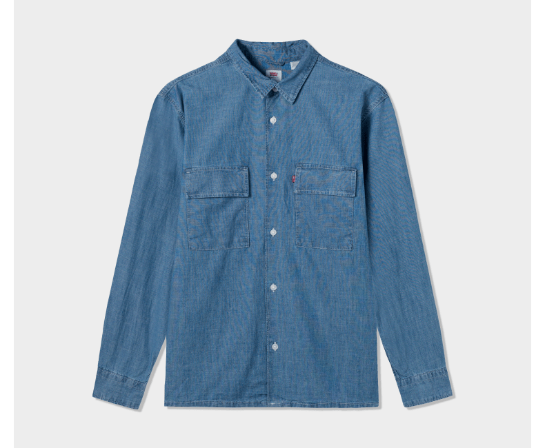 levis李维斯新款男士翻领时尚衬衫a07710005蓝色m