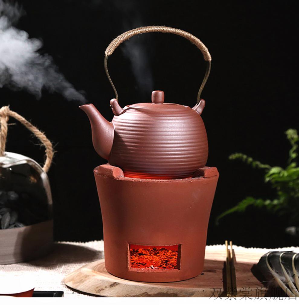 围炉煮茶日式 红泥小火炉功夫茶具煮茶温茶围炉风炉泥炉木炭陶炉家用