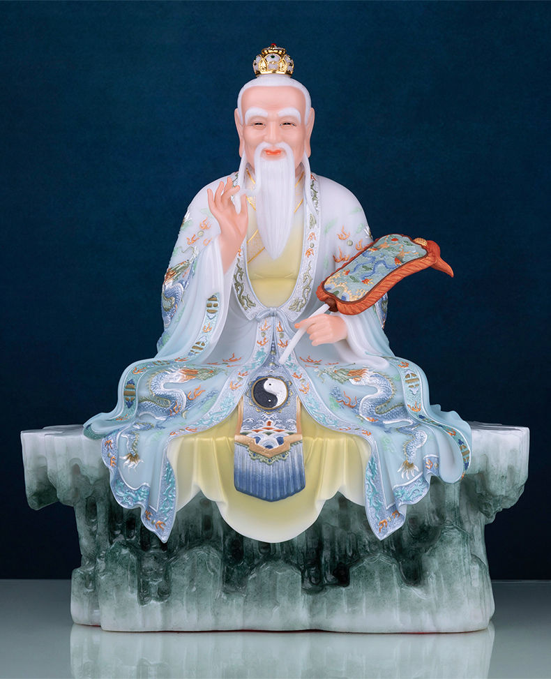 美其美纳汉白玉《太上老君神像》三清道祖道德天尊灵宝仙家用供奉佛像