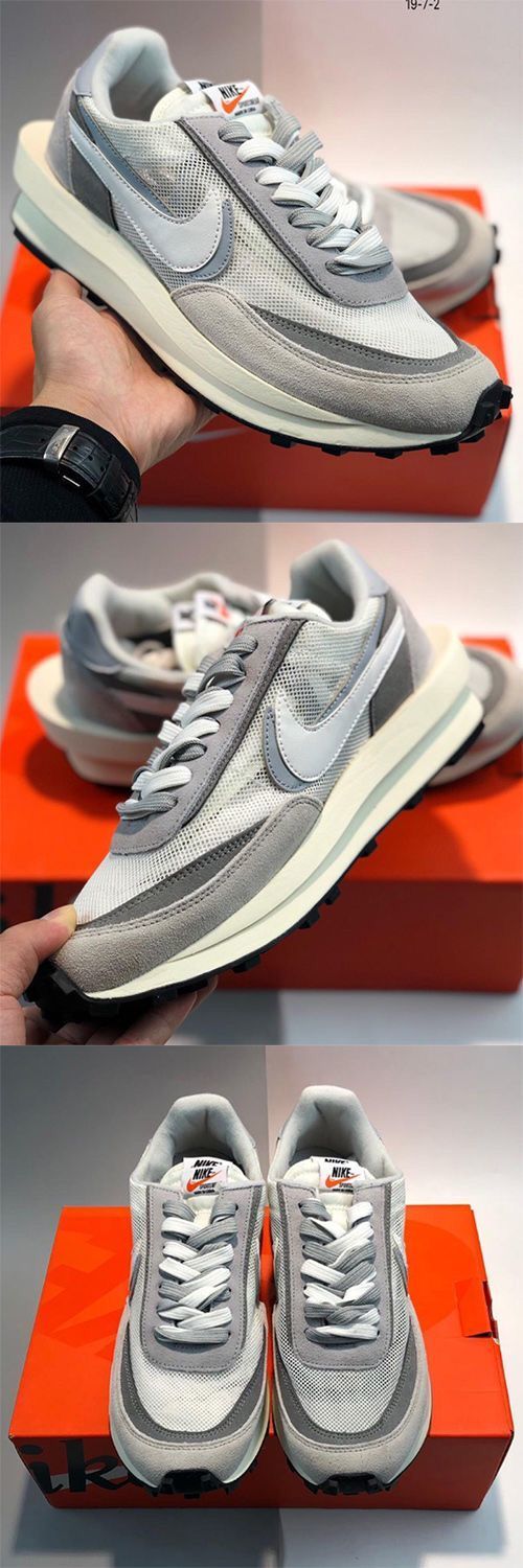 春夏华夫6代联名双勾双舌男女鞋休闲运动透气网面飞马登月跑步鞋 紫