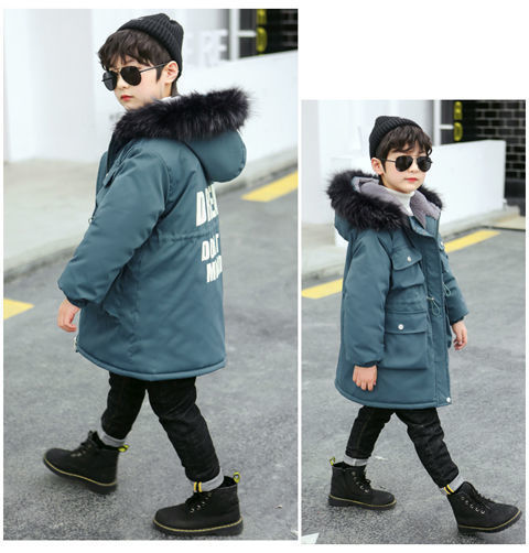 雅鹿男童羽绒服洋气秋冬加绒外套中长款休闲派克服儿童帅气保暖大衣连