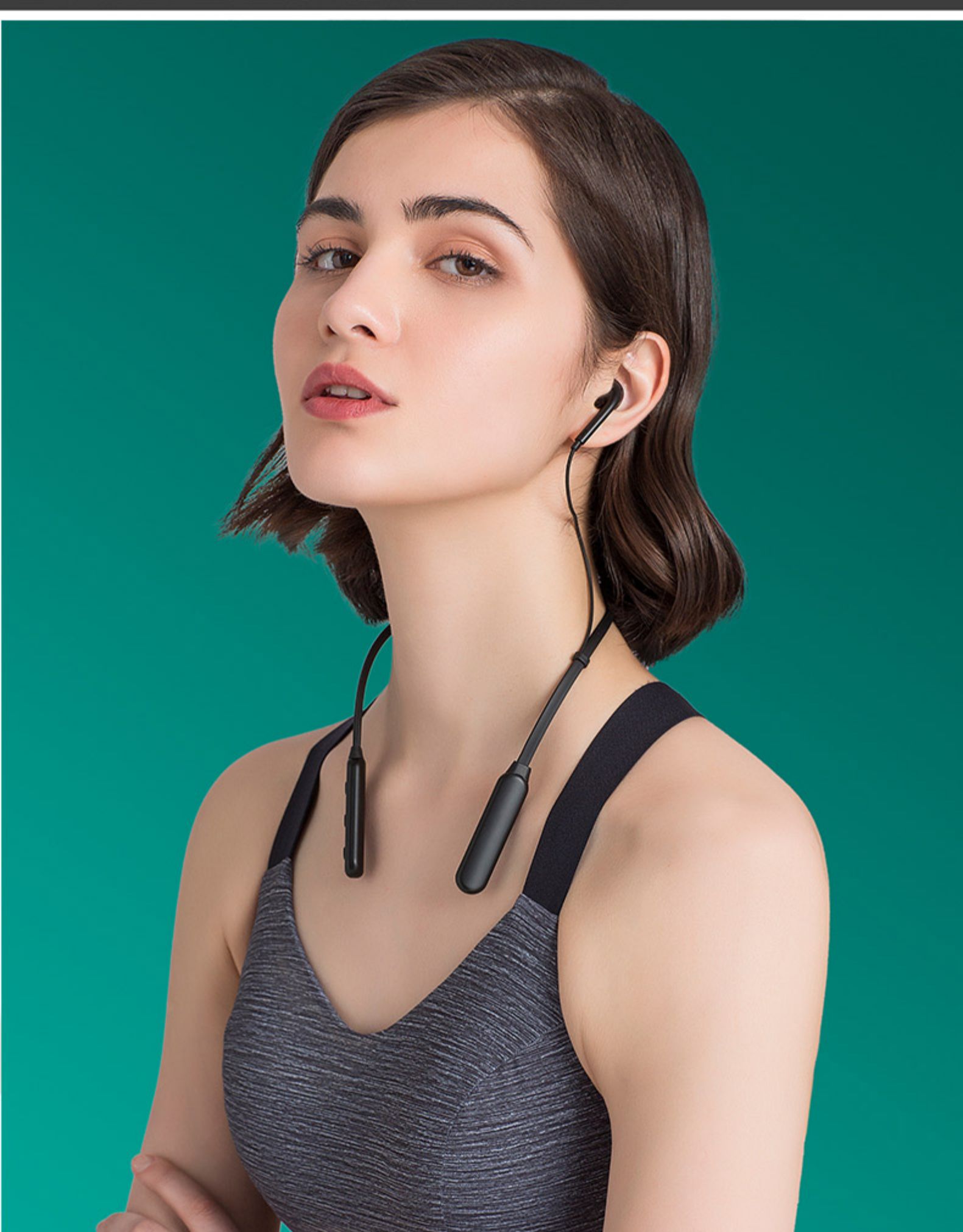 森纤蓝牙耳机2021新款无线挂脖式蓝牙耳机双耳入耳式颈挂运动跑步头戴