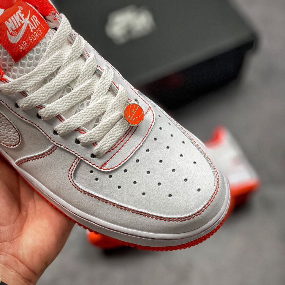 纯原af1低帮实拍白橙洛克王国aj男女情侣休闲运动鞋学生流行板鞋 白色