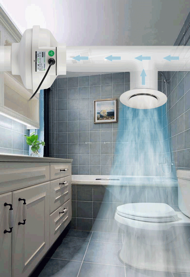 静音强力管道风机大功率涡轮排风换气扇卫生间商用厨房油烟抽风机4寸