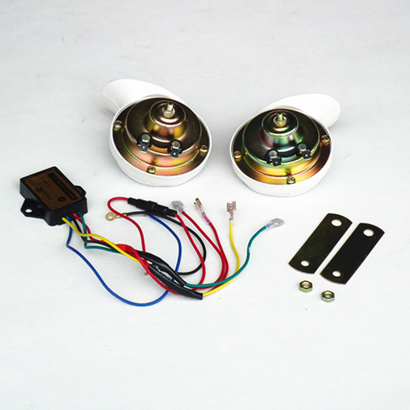 美造汽车蜗牛喇叭超响高低双音警鸣笛12v防水摩托车通用电喇叭