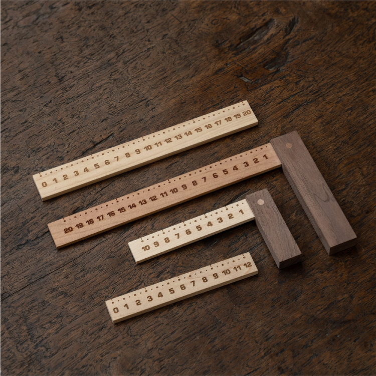 木尺裁缝 三角尺mumo 木尺 12cm/20cm 学生文具 直尺 直角尺 实木尺子