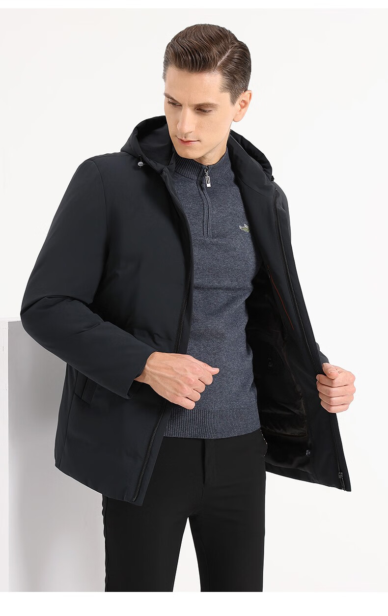 啄木鸟高档品牌鹅绒羽绒服男可脱卸内胆中老年商务冬季新款休闲加厚