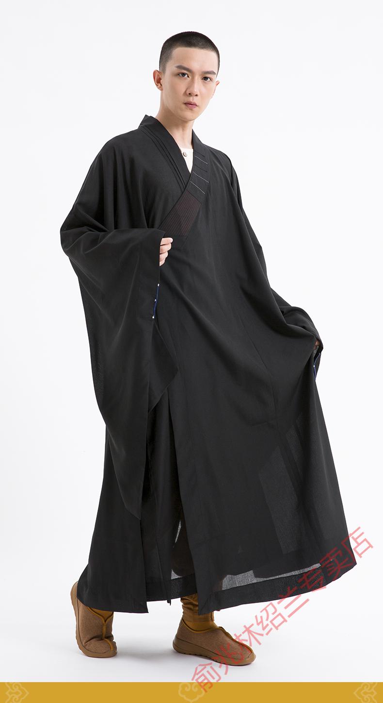 衣服僧服台湾麻纱海清居士服不透明海青佛教男女僧衣禅修服咖啡色