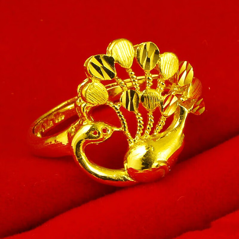 黄金戒指999足金女款孔雀指环凤尾戒子豪华结婚金首饰凤戒万金548558g