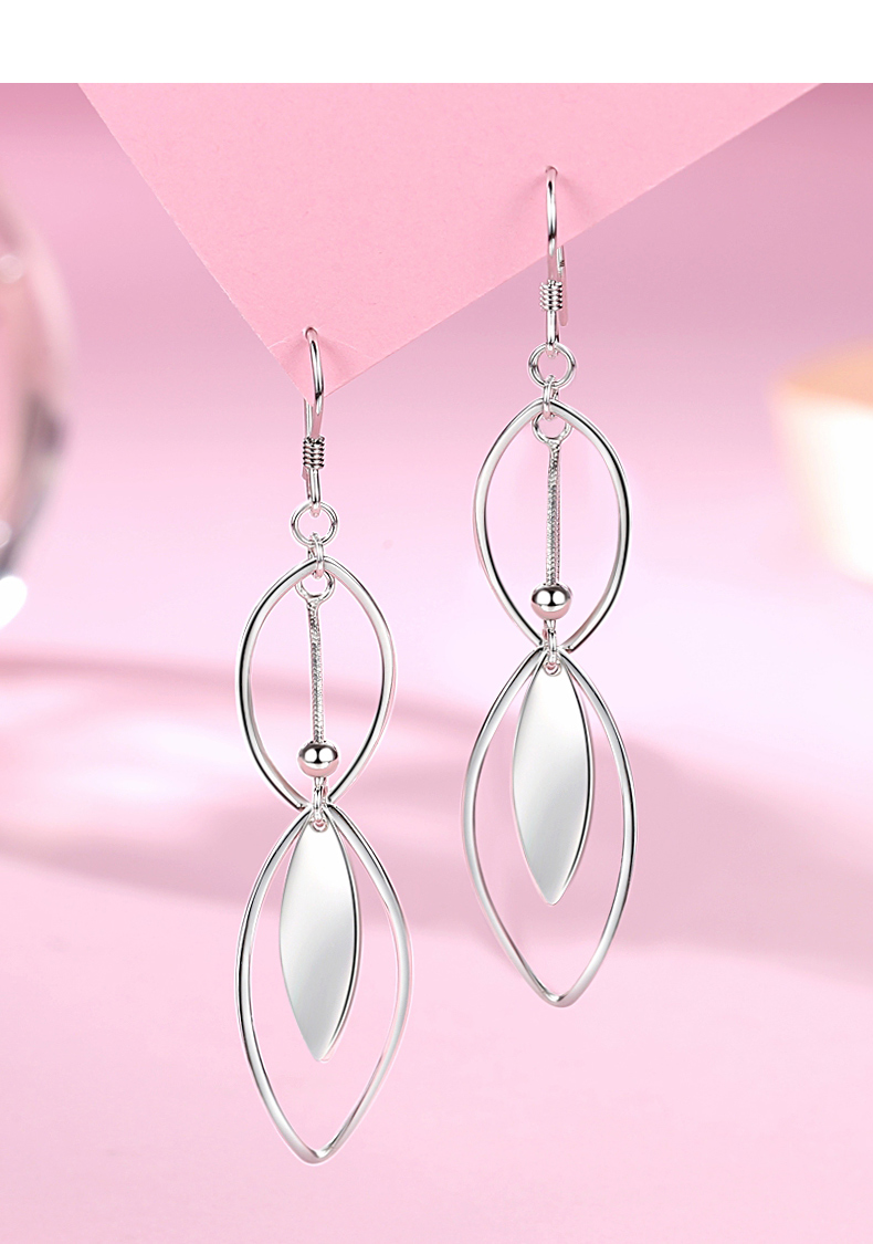 么么猫925银耳环女时尚气质简约百搭年轻款银针气质耳饰耳坠银耳环女